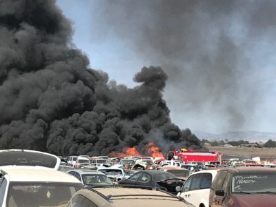 Fire burning at salvage yard near Aurora