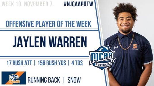 Nation’s Leading Rusher Garners NJCAA Player of the Week
