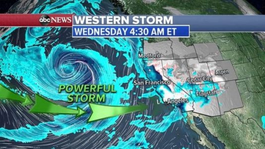 Heavy rain causing concerns in West, wintry threat to eastern US at end of week