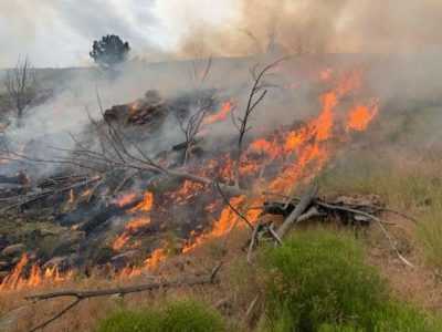 Crews work to contain wildfire Northeast of Delta