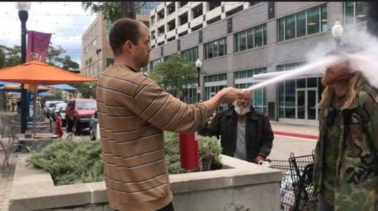 Utah man smoking cigarette sprayed with fire extinguisher