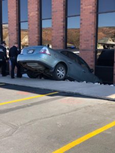A vehicle crashed into Zions Bank in Richfield