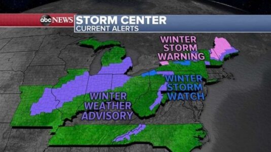 Winter storm marching across US, moving into Northeast late Wednesday
