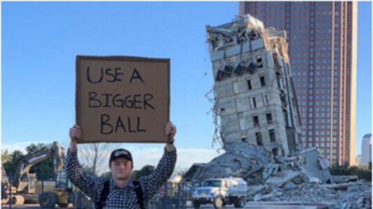 ‘Leaning Tower of Dallas’ still remains, despite efforts to demolish the structure