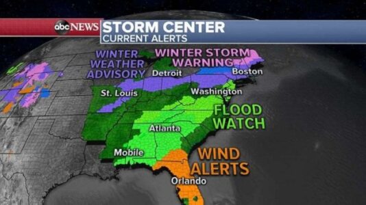 2 dead as storm slams its way across country to East Coast