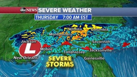 Threat of tornadoes, large hail, flash flooding continues in South