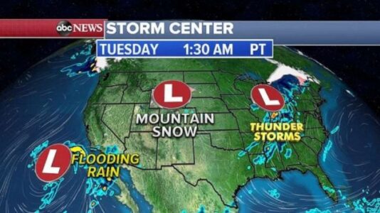 Flash flooding, mudslides threat for California; Unseasonably warm on East Coast