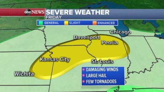 Severe weather expected to hit the Midwest with damaging winds, tornado threat