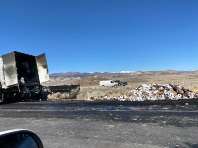 Semi trailer fire between Richfield and Salina