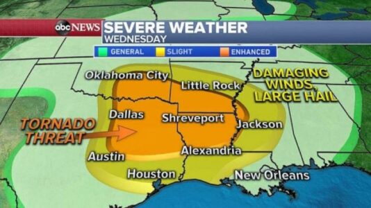 New severe weather outbreak expected across South, including tornadoes