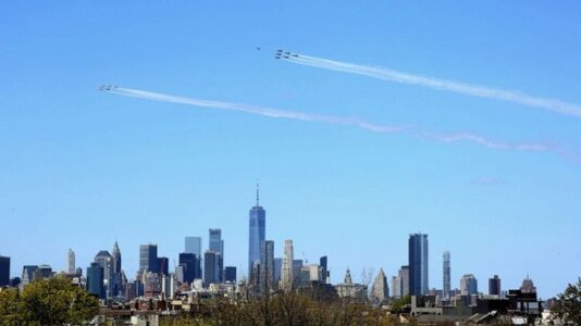 Blue Angels and Thunderbirds fly over NYC to honor front-line workers