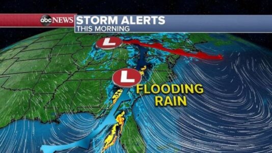Flooding rain expected for the East Coast as record heat moves into Texas