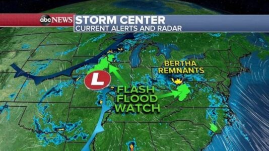Severe weather moves east with flash flooding expected