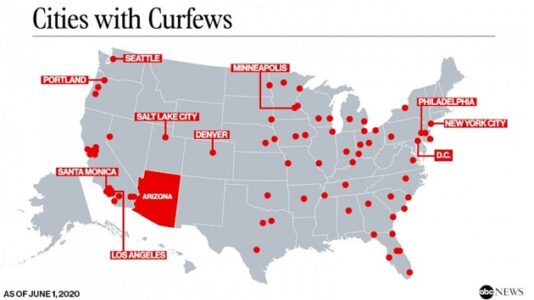 Locations of George Floyd protests curfews and National Guard deployments