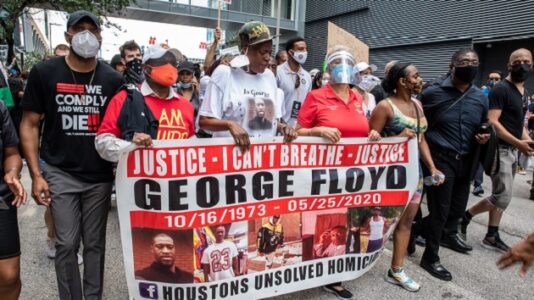 Mother of George Floyd’s young daughter speaks out as friends march through Houston