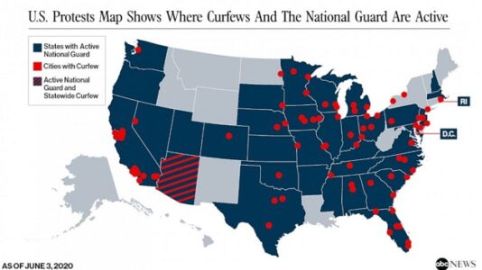 US protests map shows where curfews and National Guard are active