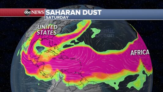 Saharan dust plume heads to US skies this weekend