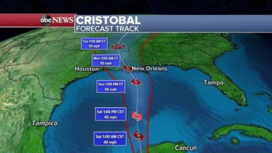 Tropical Depression Cristobal’s path headed toward Gulf Coast, storm surge expected