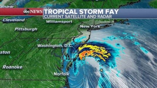 Tropical Storm Fay path heading toward NYC, NJ, CT coast