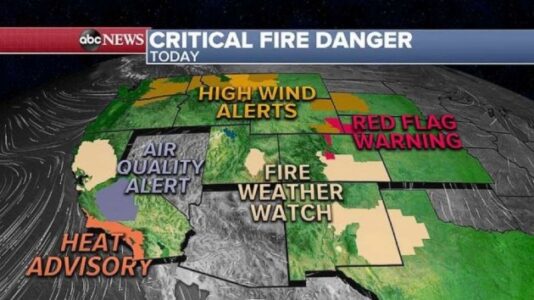 Critical wildfire danger in California, new fires in Colorado