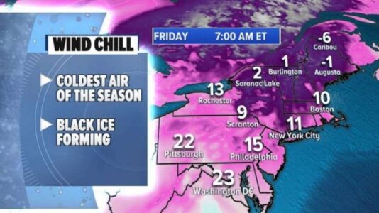 Coldest air of the season settling in ahead of Christmas week storm