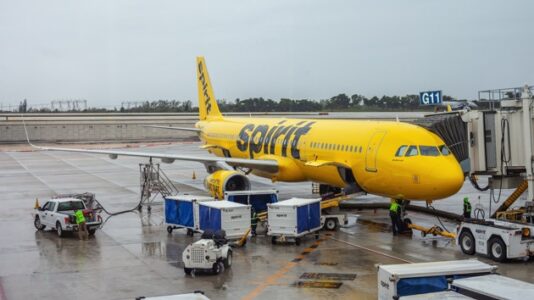 Spirit Airlines plane skids off runway