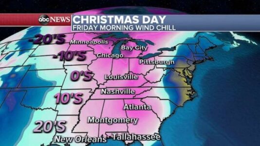 Cross-country Christmas storm likely to have severe impact on East Coast