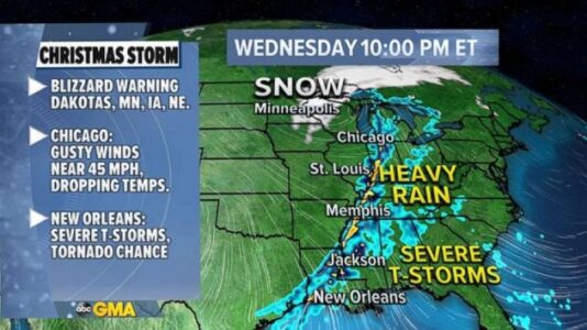 Storm hitting Midwest and South before heading to East Coast for Christmas
