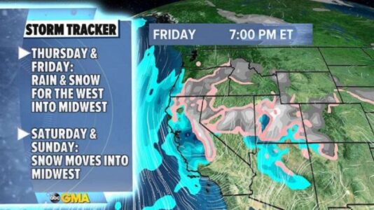 New storm moving across US to bring cold blast to Midwest and Northeast