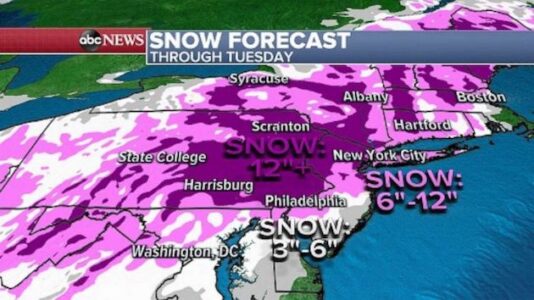 Major winter storm moves from Midwest to the East Coast to start the week