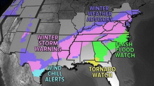 South digs out as snow, ice slam East Coast: Latest forecast