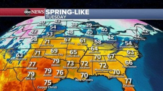 Spring-like weather from Denver to NYC as strong storm hits West with snow
