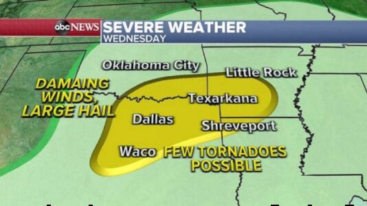 Major severe weather outbreak expected in South, tornadoes possible