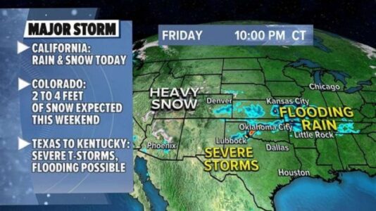 Major storm moving east, will bring record-breaking snow and damaging thunderstorms