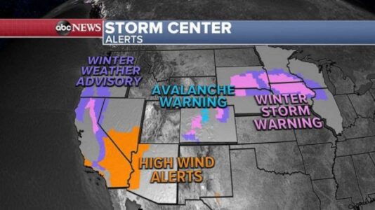 Two storms bring snow and tornadoes to the Rockies, severe weather on Gulf Coast