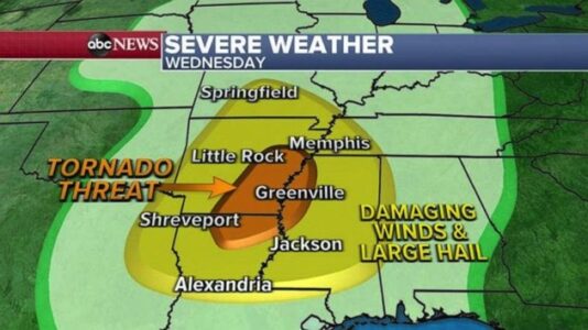 Severe weather to hit South with elevated tornado threat