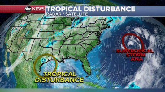 Ana, forming in the Atlantic, becomes 1st named storm of hurricane season