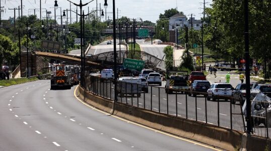 Five people hospitalized after pedestrian bridge collapses onto DC highway