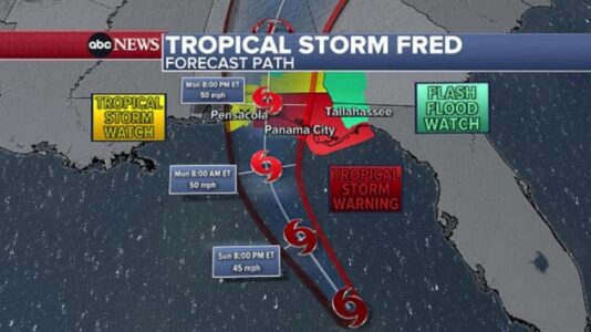 Fred aims for Florida Panhandle, Tropical Storm Grace targets Puerto Rico and Haiti