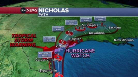 Tropical Storm Nicholas closes in on Texas, hurricane watch issued: Latest forecast