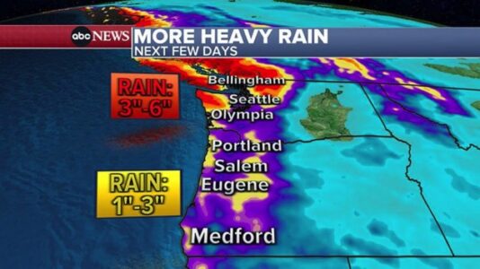 Wind chills plunging in the South from Raleigh to Tallahassee, Northwest braces for more rain