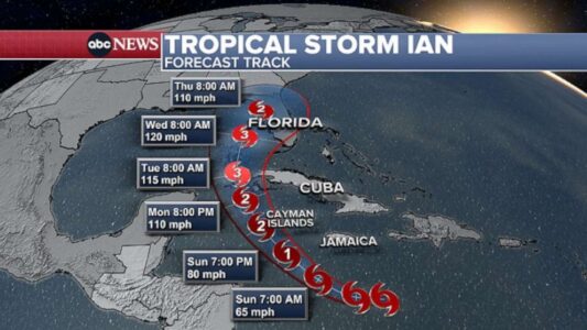 Tropical Storm Ian forecast to impact Florida as major hurricane