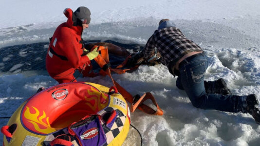 Horse rescued from frozen lake waters by good Samaritans