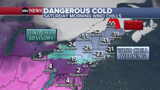 Possibly record-breaking cold temperatures hit Northeast: Latest forecast