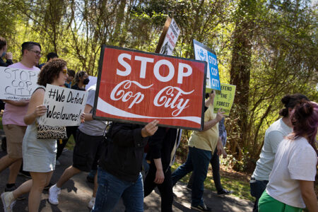 Protesters take to the streets against so-called ‘Cop City’ police training facility