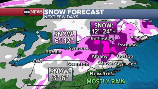 Nor’easter to bring multiple days of rain, snow to I-95 corridor