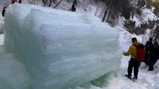 Woman killed by ice column after pushing fellow hiker to safety