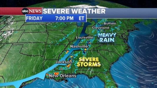Tornadoes possible in Mid-Atlantic as storms set to drench East Coast