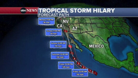 Hilary may become first tropical storm to hit California in 84 years