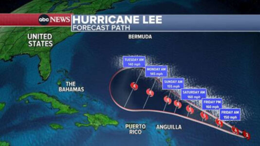Hurricane Lee now a Category 4: Projected path, maps and tracker